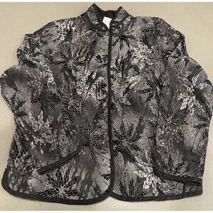 Coldwater Creek‎ Size Medium Rayon Polyester Jacquard Floral Print Black Jacket